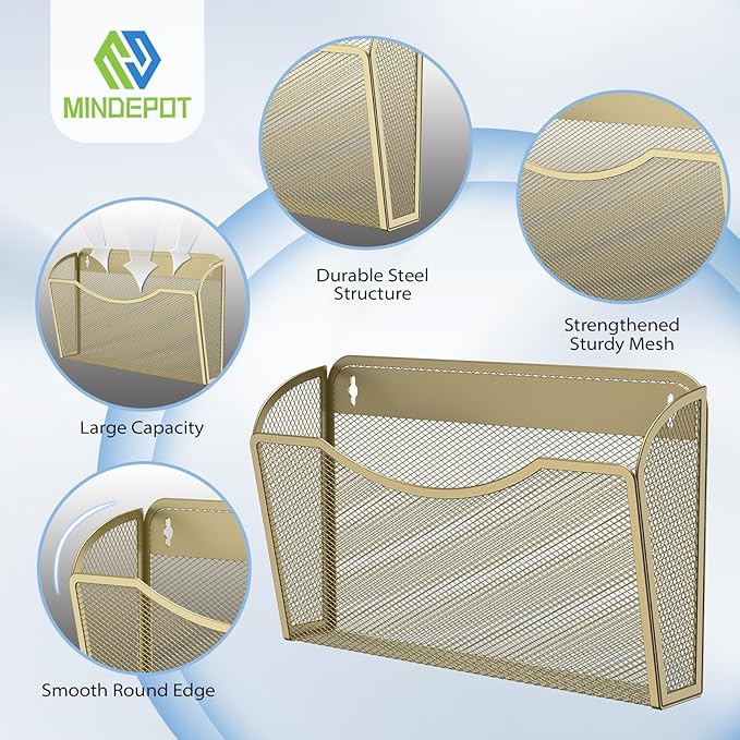 Wall File Organizer,Hanging Wall Mounted File Folder Binder Holder Mail Organizer for Office,Home and School Supplies