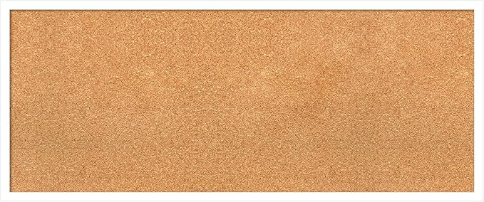 Amanti Art Natural Cork Board for Wall, 17x41 Vision Board with White Frame, Large Corkboard Office Decor for Home Organization, Modern Corkboard Pinboard to Display Items for Home Organization in