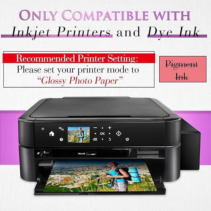 A-SUB Heavyweight Glossy Photo Paper 8.5 x 11 Inch 61lb 230GSM Thick Photo Printer Paper for DIY Cards Calendars for Inkjet Printers 100 Sheets