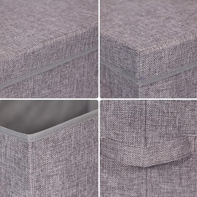 5 Pack Large Foldable Storage Box with Lids Fabric Storage Cube Organizer Cloth Containers Bins Baskets for Closet Clothes Clothing Bed Room