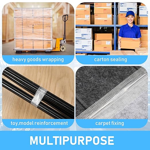 Treela 30 Rolls Filament Strapping Tape 5.5 Mil Transparent Reinforced Fiberglass Heavy Duty Packing Shipping Tape for Sealing Binding Fixing (1/2 Inch X 60 Yards)