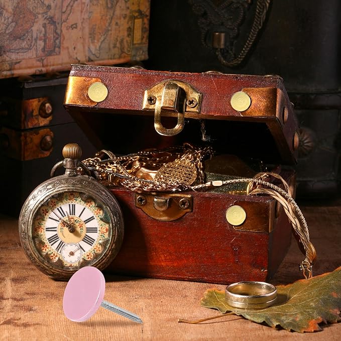 uxcell 120Pcs Push Pins, 11mmx17mm Round Flat Head Decorative Thumb Tacks Upholstery Tacks for Cork Board Office Wall Hangings, Pink