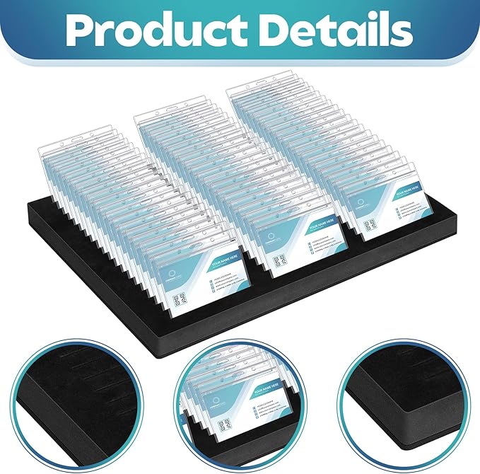 Lincia 2 Pcs Name Badge Holder ID Badge Tray Organizer Name Badge Organizer Badge Foam Holds 60 Badges ID Tag Name Badge Organizer Name Tag Holders for Office, 16 3/4 x 12 x 1 1/4 Inch