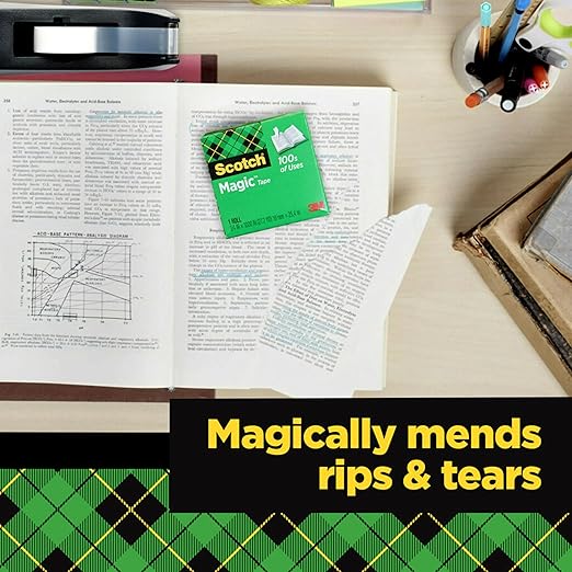 Scotch Magic Tape, Invisible, Repair Christmas Cards and Use as Holiday Gift Wrap Supplies for Christmas, 12 Tape Rolls