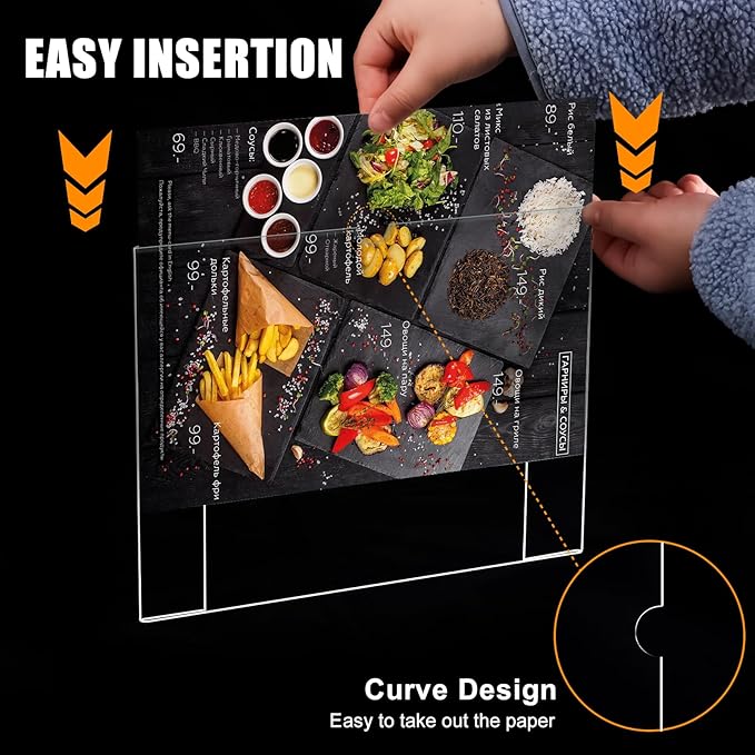 6pack Acrylic Wall Sign Holder with Tape,8.5 X 11 Wall Mount Clear Plastic Sign Holder, Memo Document Menu Holder for Restaurant, Office, School, Store and Home Use,No Drilling