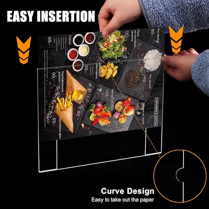 12pack 8.5 X 11 Wall Mount Acrylic Sign Holder with Tape, Clear Plastic Menu Holder, Unbreakable Table Sign Holder for Office, Restaurant, Store, School and Home Use with Notch