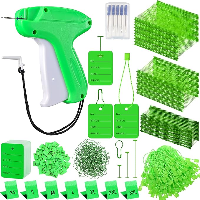 Chumia 3576 Pcs Stitch Tag Gun for Clothes, Quick Clothing Fixer, Tagging Gun with 3000 Barbs, 5 Needles and 100 Price Tags, Sewing Kit for Retail Stores, Garage Yard Sales(Light Green)