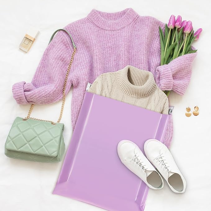 Fuxury Poly Mailers 14.5x19 Inch 50 Pcs, Waterproof Shipping Bags for Clothing, Strong Adhensive Shipping Envelopes for Small Business Suppliers, Self Seal Mailers Poly Bags Mailing Envelopes Purple