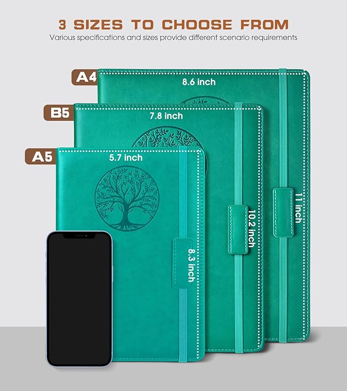 Lined Journal Notebook for Women Men,256 Pages B5 Large Hardcover Leather Journals for Writing,Travel,Business,Work,School,College Ruled Notebooks for Note Taking,Diary Notepad 7.8"×10.2"