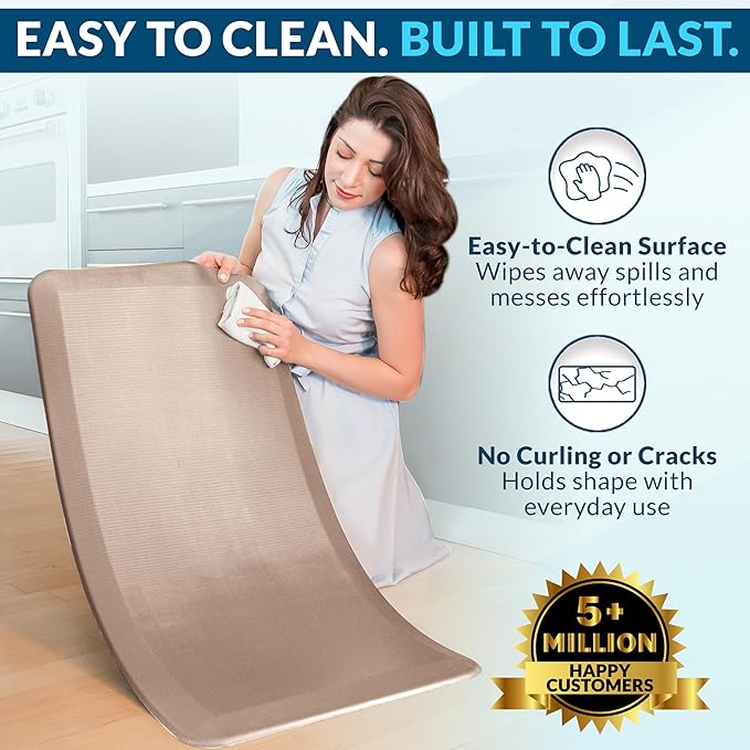 ComfiLife Anti Fatigue Floor Mat – 3/4 Inch Thick Kitchen Mats for Floor, Standing Desk Mat, Kitchen Rug – Comfort at Home, Office – Durable – Stain Resistant – Non-Slip Bottom (20" x 32", Rose Gold)