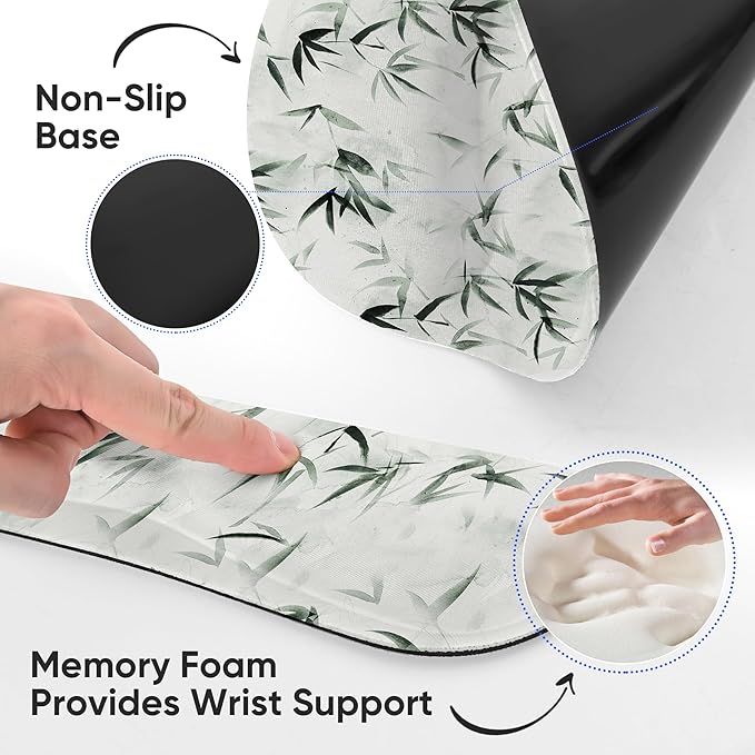 RICHEN 3 PCS Computer Mouse Pads for Desk with Coaster Set, Non-Slip Keyboard Wrist Rest and Mouse Pad Set, Ergonomic Design(YKMWR-56)