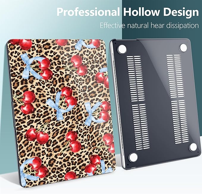 DONGKE Compatible with M4 MacBook Air 15 inch Case 2025-2023 A3241 A3114 A2941 M3 M2 Retina Display Touch ID, Plastic Hard Case & Keyboard Skin for MacBook Air 15" - Leopard Cherry