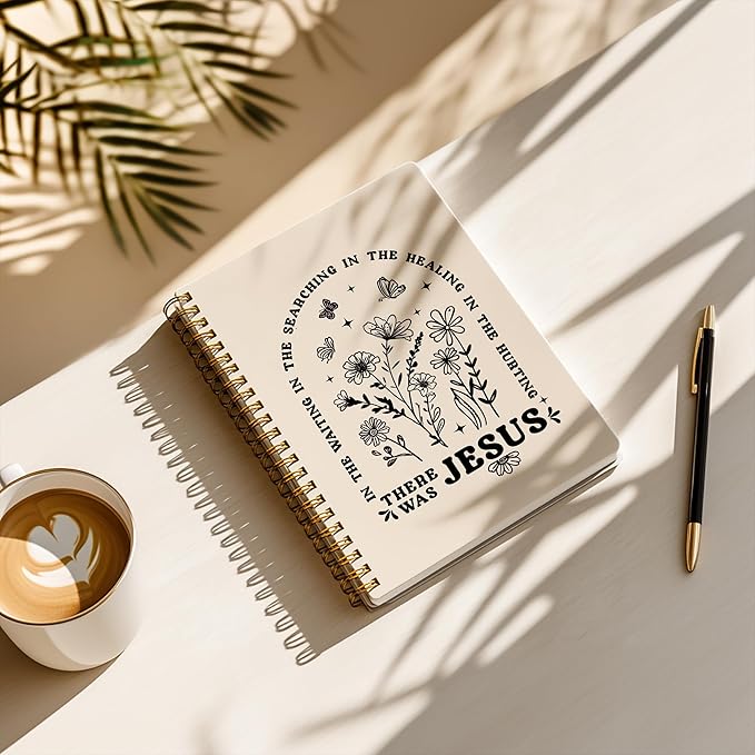 YOU FOUND ME Bible Notebook, A5 Spiral Christian Journal with Floral Pink Butterfly Notebook, There Was Jesus, Inspirational Notebooks for Women, Gift for Birthday Christmas, Office Supplies
