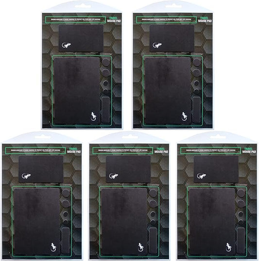 Mouse Pad Adhesive Bottom - Sticks to Any Surface - Portable - Webcam Covers and Screen Cleaner Included (5 Pack - Black)