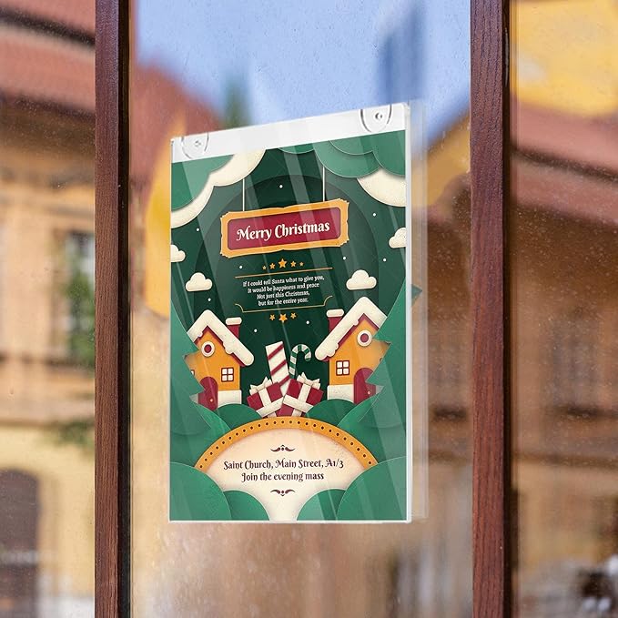 PecMuikee Acrylic Sign Holder 8.5x11, Wall Mount Acrylic Sign Holder and Plastic Paper Display Ad Frame bonus with 3M Tape and Mounting Screws for Restaurants, Office, Market, Library, Store, 20 Pcs