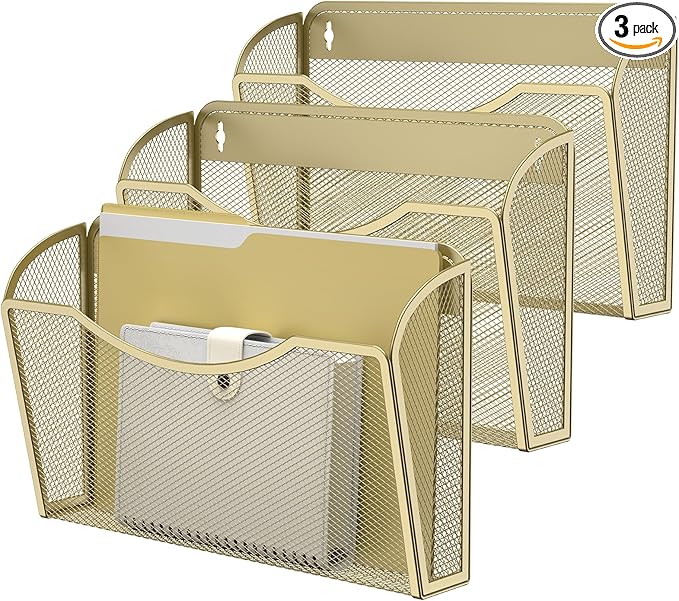 Wall File Organizer,Hanging Wall Mounted File Folder Binder Holder Mail Organizer for Office,Home and School Supplies