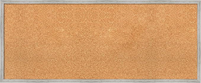 Amanti Art Natural Cork Board for Wall, 17x41 Vision Board with White Frame, Large Corkboard Office Decor for Home Organization, Cottage Corkboard Pinboard to Display Items for Home Organization in