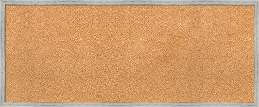 Amanti Art Natural Cork Board for Wall, 17x41 Vision Board with White Frame, Large Corkboard Office Decor for Home Organization, Cottage Corkboard Pinboard to Display Items for Home Organization in