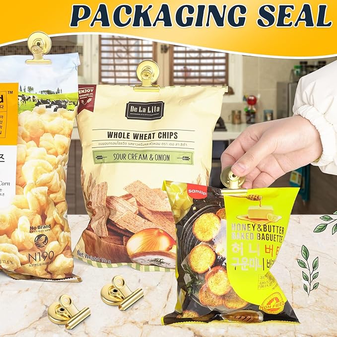 Grtard 24pack Luxurious Cute Gold Magnetic Clips, Strong Heavy Duty Scratch Free Refrigerator Magnet Clips, 24 Count