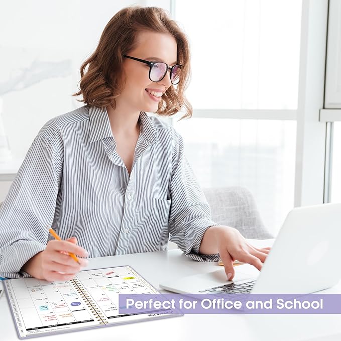 2026 Planner, Weekly and Monthly Calendar Planner, January 2026 - December 2026, Hardcover 2026 Calendar Planner Book with Tabs For Women & Men, Inner Pocket, Spiral Bound, Perfect for Office Home School Supplies - A5 (6.3" x 8.5"), Purple