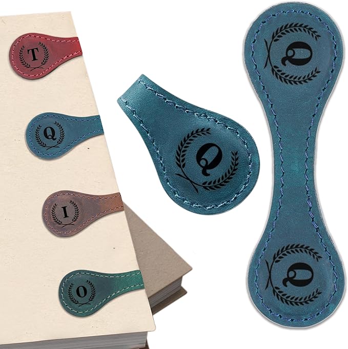 Personalized Magnetic Leather Bookmark - Genuine Leather Custom Bookmark with Initials, Handmade Magnetic Clips for Book Lovers, Readers, Kids, and Women