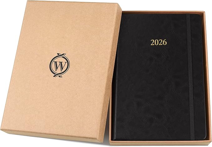 Wykeham's Executive 2026 Daily Journal Planner – US Public Holidays & Format – Customization Available (Black, 8.5"×5.5")