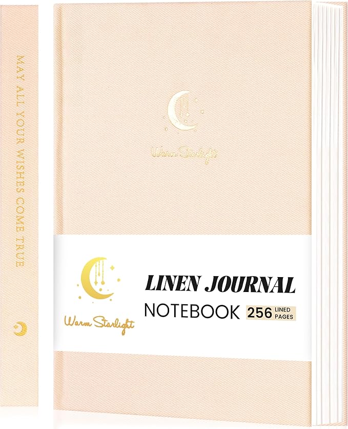 CAGIE Lined Journal Notebook for Women Girls, A5 Hardcover Linen Journals For Writing 256 Pages, Aesthetic Womens Diary, Gifts 8.3'' x 5.7'' Beige