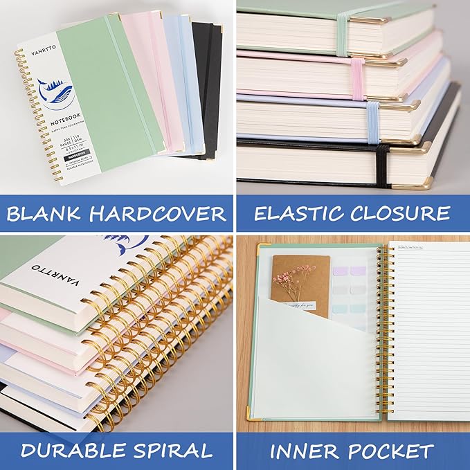 Spiral Notebook, Hardcover 8.5 x 11 IN College Ruled Notebooks, 300 Pages Notebooks for Work and School, 110 GSM Thick Papers Journals for Writing, Office Supplies for Women and Men Green