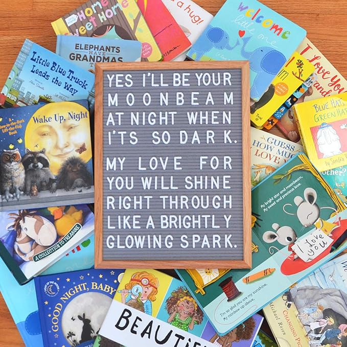 Felt Like Sharing Large Letter Board (Gray Felt - 12”x16”) – Changeable Message Board with 3 Sets of Felt Board Letters – Statement Wall Sign for Quotes, Home or Holiday Decor In Oak Frame