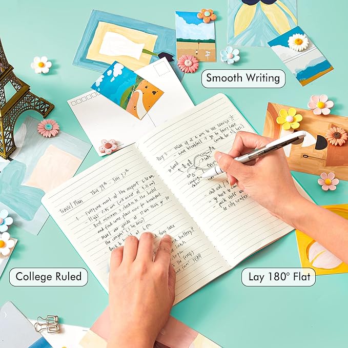 feela 8 Pack Soft Cover Journal Bulk, Notebooks College Ruled for Work, Lined Travel Journal for Women Men, Note Taking Notebook School Supplies Business Writing, 8.2” x 5.5”, A5, Emerald