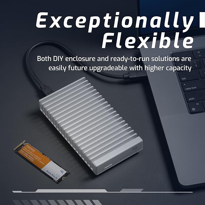 OWC Express 1M2 80Gb/s Portable NVMe SSD USB4 (Thunderbolt Compatible/USB-C) Ultra Fast External SSD Drive with Aluminum Heat Sink Enclosure (Enclosure Only)