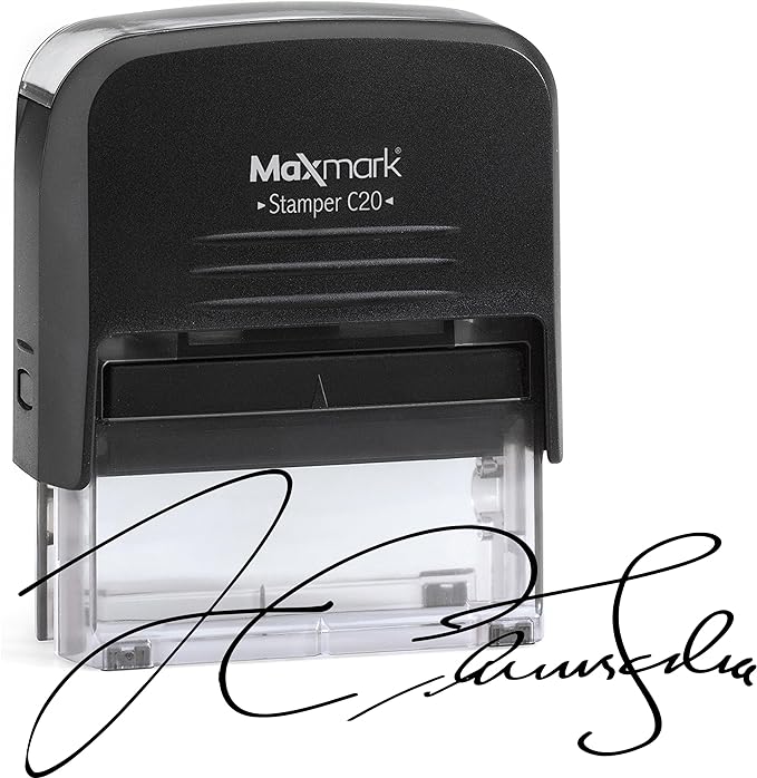 MaxMark Customized Signature Stamp - Small Size -Self-Inking Stamp Customized with Your Signature - Choose from 15 Ink Colors