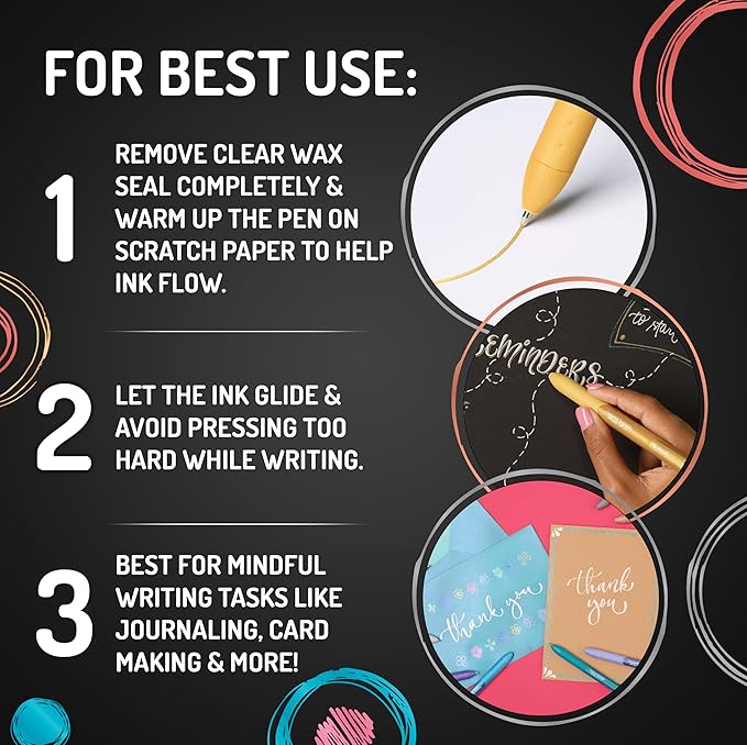 Paper Mate InkJoy Gel Pens, Metallic, Retractable, Medium Point, (0.8mm), Glittery Assorted Colors, 6 Count - Perfect for Writing, Doodling, Bullet Journaling, Glitter, Sparkle, Writing Fun