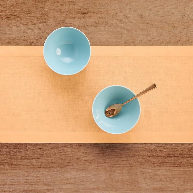 Solino Home Linen Table Runner 108 Inches Long - 100% Pure Linen Peach Table Runner 14 x 108 Inch - Fete