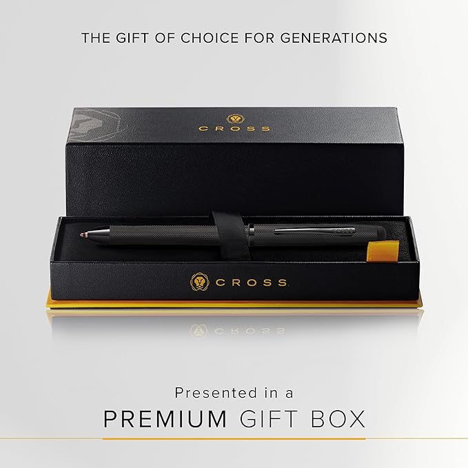 Cross Tech3+ Refillable Tech3+ Presented in a Premium Gift Box - Medium Point, Black Ink, Black