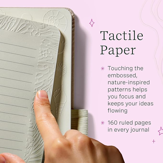 Lifelines Sensory Journal, 3-Pack Shake It Up Bundle - Fidget Ruled Notebook Journal with Interactive Tactile Cover & Embossed Patterns - 160 Page, Soft Cover Book Writing Journal