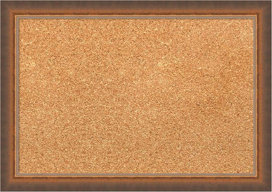 Amanti Art Natural Cork Board for Wall, 14x20 Vision Board with Bronze Frame, Small Corkboard Office Decor for Home Organization, Modern Corkboard Pinboard to Display Items for Home Organization in