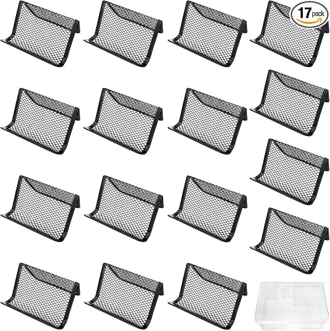 16pcs Black Metal Mesh Business Card Holder Desktop Card Holder Desk Card Holder 1pcs Clear Business Card Organizer