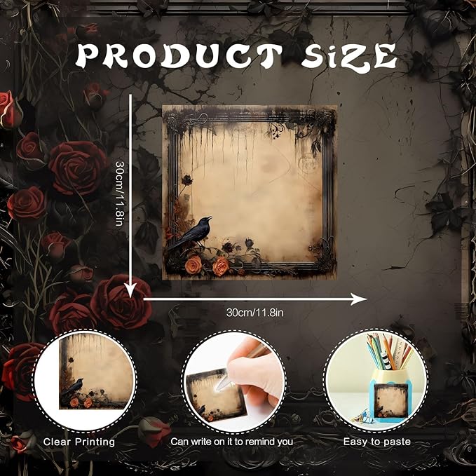 16 Pieces Halloween Gothic Style Sticky Notes Self-Adhesive Gothic Style Design Note Pads Gothic Style Sticky Memo Notes for School Office Home Supplies Students Teachers Gift