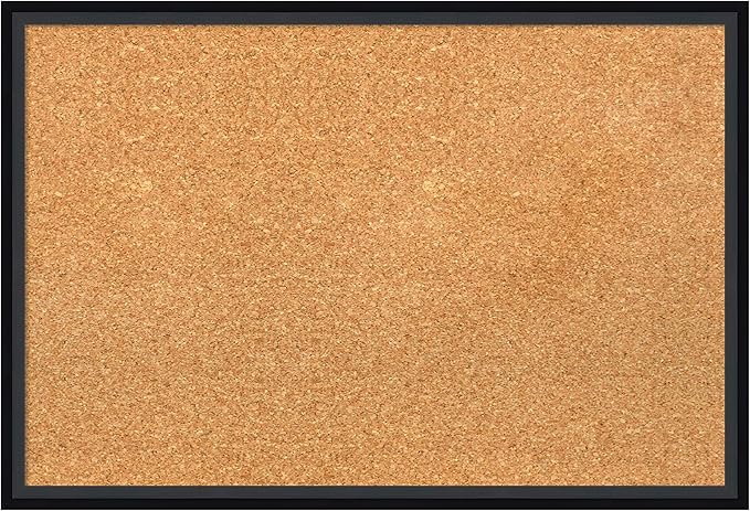 Amanti Art Natural Cork Board for Wall, 17x25 Vision Board with Black Wood Frame, Medium Corkboard Office Decor for Home Organization, Modern Contemporary Corkboard Pinboard to display items for home