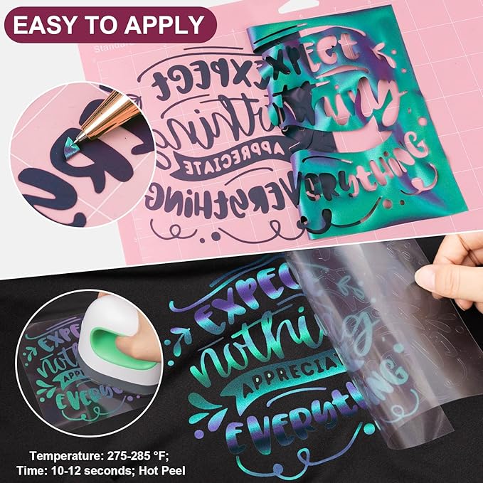 VINYL FROG Chameleon Heat Transfer Vinyl Roll HTV Vinyl - 12" x12ft Purple to Green Gradient Iron on Vinyl for T-Shirts, Heat Press Vinyl for DIY Craft Designs (Purple to Green)