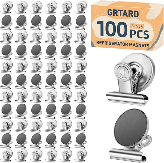 Grtard 100 Pack Magnetic Clips Heavy Duty, Magnet Clips for Fridge, Refrigerator Magnets with Clip, No-Scratch Strong Magnetic Clip for Refrigerator, Whiteboard, Cruise Cabins, Locker