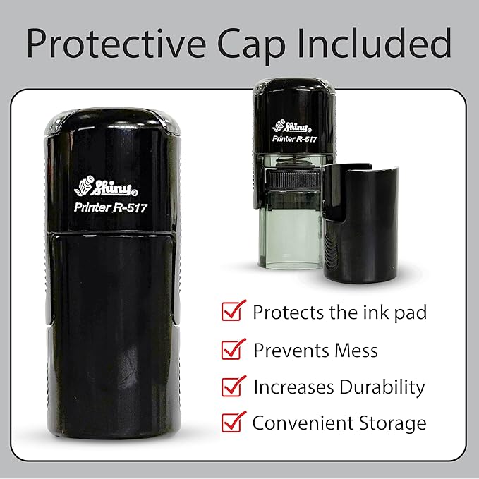 Shiny Gratuity Included Stamp, Round Self Inking Stamp for Restaurant, Bar and Retail, Red Ink