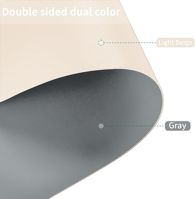 Leather Table Cover,1.8mm Thick,36x60 Inch Table Protector,Table Protector for Dining Room Table,Dining Table Cover，Dining Table Cover Protector(Off White+Light Gray,36x60)