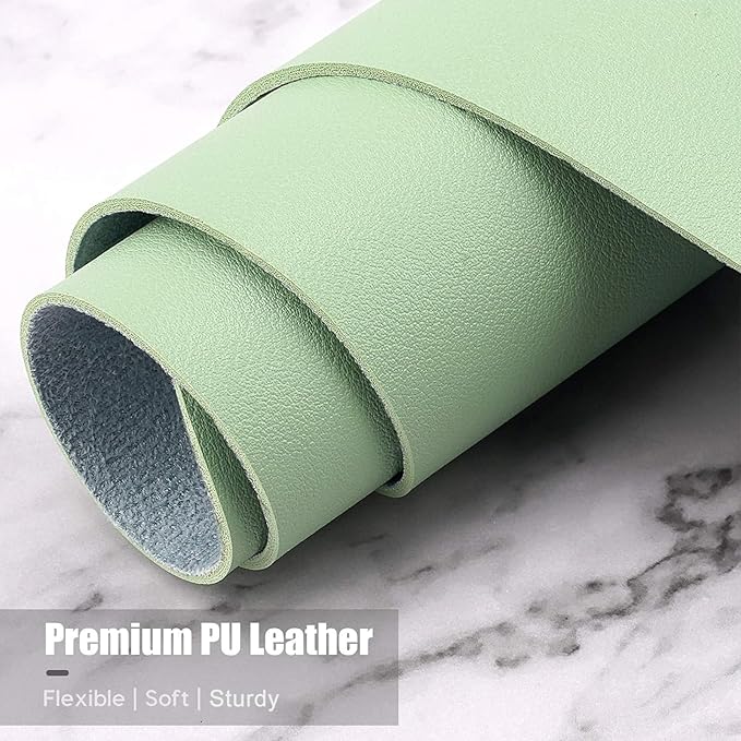 Hsurbtra Desk Pad, 23.6" x 13.8" PU Leather Desk Mat, M Extended Mouse Pad, Waterproof Desktop Blotter Protector, Non-Slip Ultra Thin Small Laptop Keyboard Writing Mat for Office Home, Lake Green
