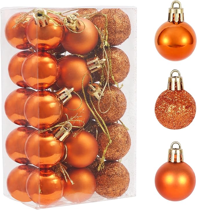 30ct Christmas Ball Ornaments, 2.36" Shatterproof Christmas Tree Decorations, Perfect Hanging Ball for Indoor/Outdoor Holiday Party Decor(Orange)