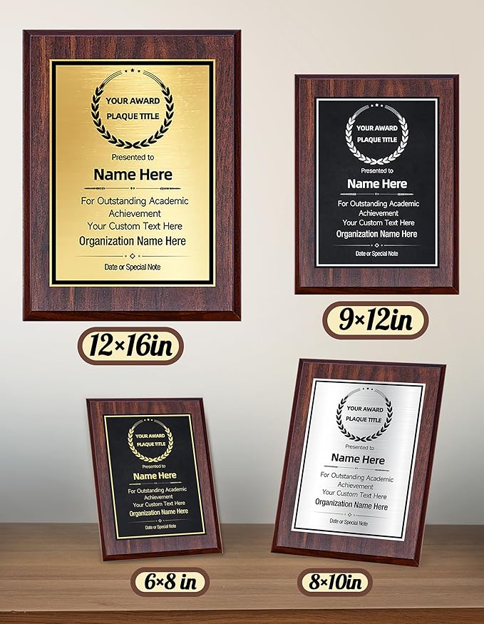 Custom Plaques Personalized Engraved Text and Title, Wooden Awards Employee of the Month Plaque Teacher Retirement Farewell Achievements Thank You Gifts(Silver on Black, 6×8)