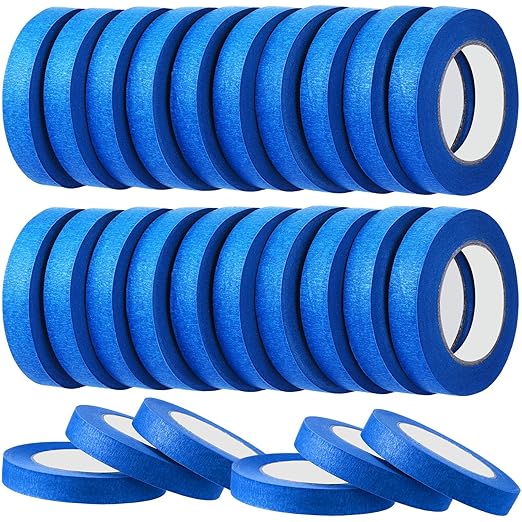 Leelosp 25 Rolls Masking Tape Bulk General Purpose Masking Tape Paint Craft Painter Artist Multi Use School Classroom Supplies, 0.75 Inch x 55 Yards, 1375 Yards Total (Blue)