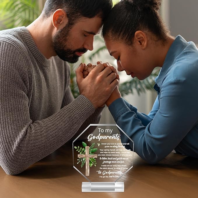 Yopyame Acrylic Gift for Godparents - Godparents Gifts from Godchild for Women Men Thank You for Being My Godparent Acrylic Plaque Office Table Decor Birthday Christmas Keepsake Gift for Godparents