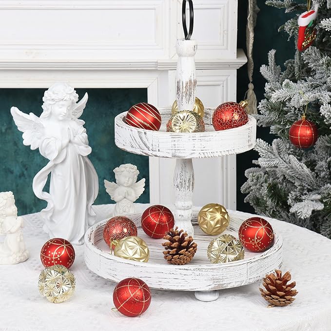 100ct Red and Gold Christmas Ornaments Set, Shatterproof Xmas Tree Ornaments Decorations Collection, Hanging Plastic Christmas Balls for Holiday Party Wedding (Red&Gold)